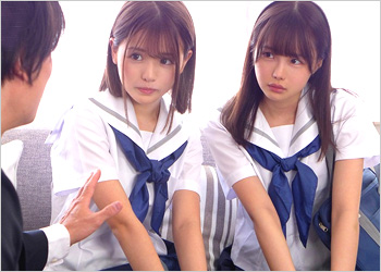 激カワ女子校生の松本いちか＆永瀬ゆいが大好きな男性教師とラブホで中出し逆3P乱交！気に入られたくて競うようにSEXする